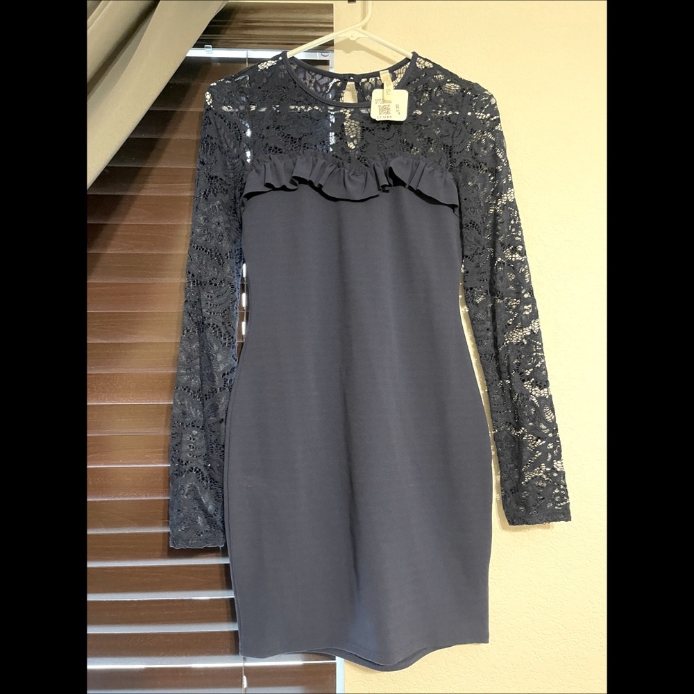 Navy blue long sleeve dress, size M